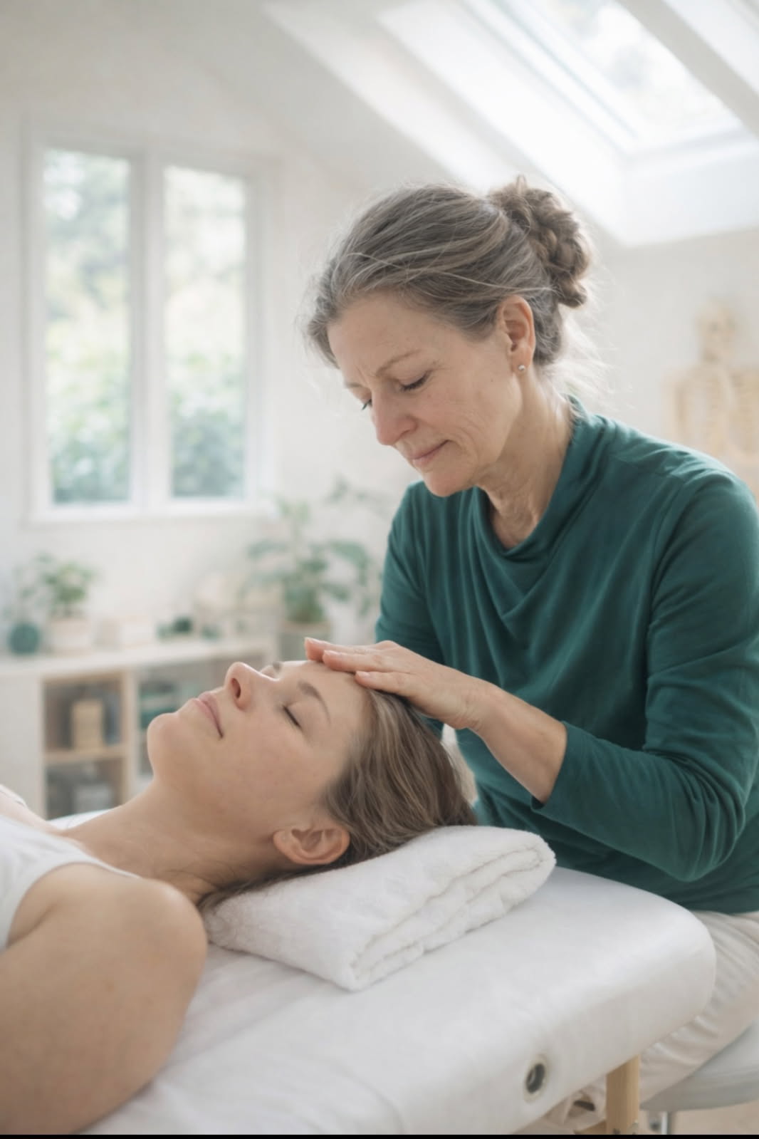 Louise Høj udfører en blid Spinal Flow behandling